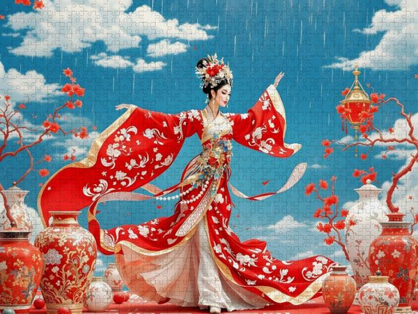 Produktbild: CALVENDO Puzzle Rote Seidenpracht | 1000 Teile Lege-Gr&ouml;&szlig;e 64x48cm Foto-Puzzle f&uuml;r gl&uuml;ckliche Stunden