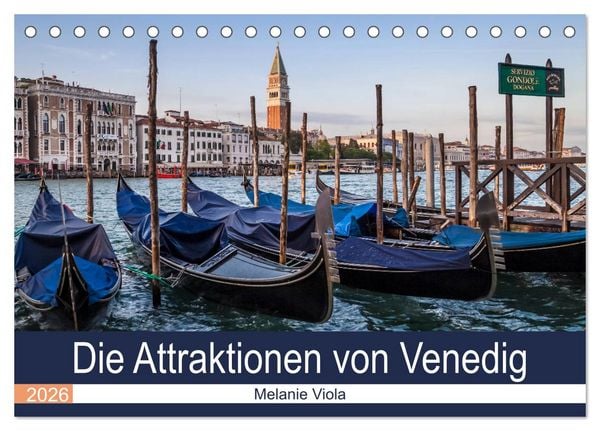 Produktbild: Die Attraktionen von Venedig (Tischkalender 2026 DIN A5 quer), CALVENDO Monatskalender
