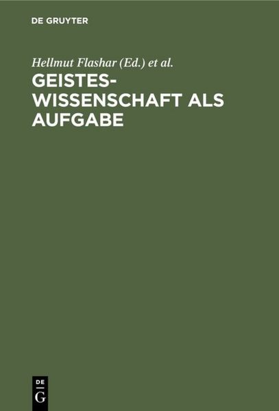 Produktbild: Geisteswissenschaft als Aufgabe