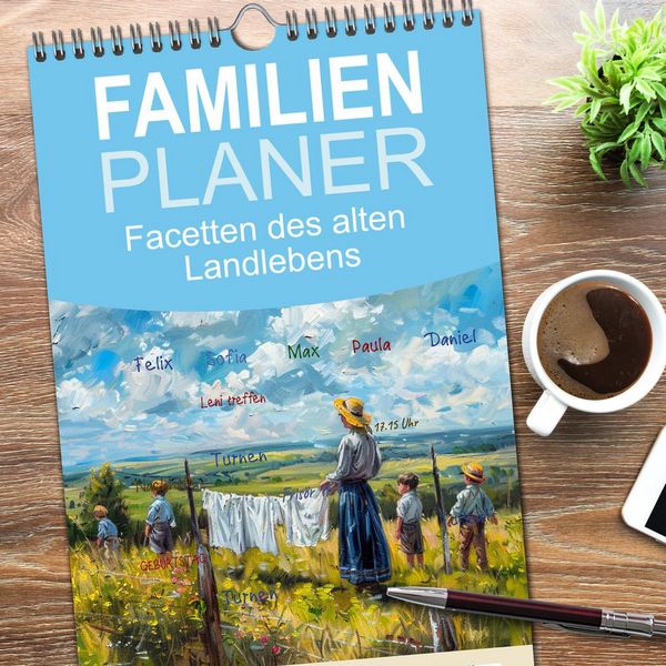 Produktbild: Familienplaner 2026 - Facetten des alten Landlebens mit 5 Spalten (Wandkalender, 21 x 45 cm) CALVENDO