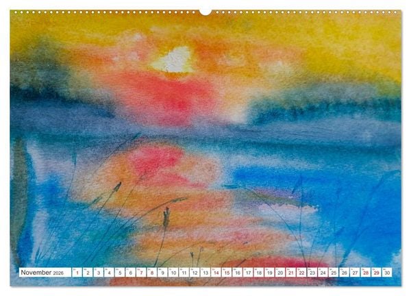 Produktbild: Roland Reiff Aquarelle Himmelslanschaften (hochwertiger Premium Wandkalender 2026 DIN A2 quer), Kunstdruck in Hochglanz