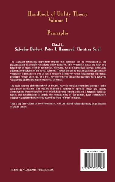 Produktbild: Handbook of Utility Theory