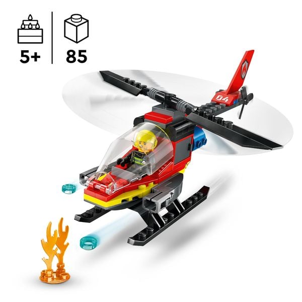 Produktbild: LEGO City 60411 Feuerwehrhubschrauber, Feuerwehr-Spielzeug mit Hubschrauber