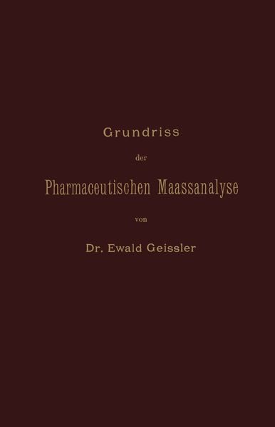 Produktbild: Grundriss der Pharmaceutischen Maassanalyse
