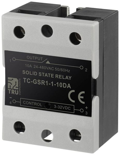 Produktbild: TRU COMPONENTS Halbleiterrelais TC-GSR-1-10DA 10 A Schaltspannung (max.): 480 V/AC Gleichstromschaltung 1 St.