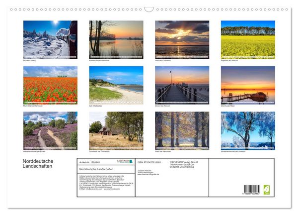 Produktbild: Norddeutsche Landschaften (Wandkalender 2026 DIN A2 quer), CALVENDO Monatskalender