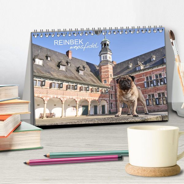 Produktbild: Reinbek mopsfidel (Tischkalender 2026 DIN A5 quer), CALVENDO Monatskalender