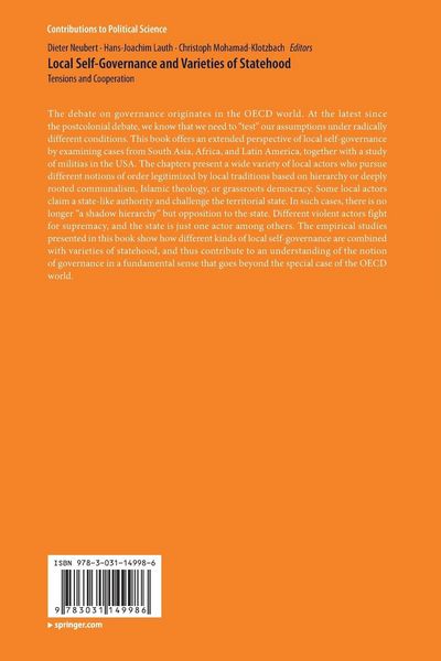Produktbild: Local Self-Governance and Varieties of Statehood