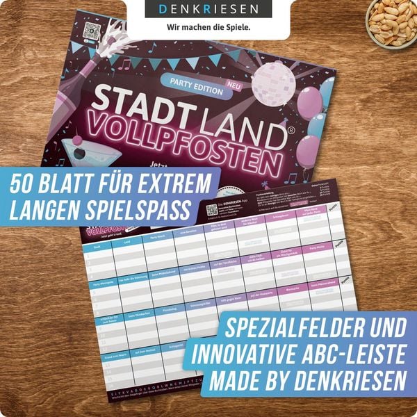 Denkriesen - Stadt Land Vollpfosten® - Party Edition - "jetzt Geht's Rund."