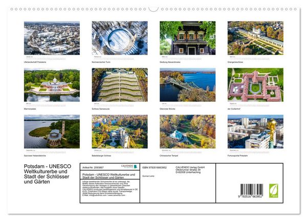 Produktbild: Potsdam - UNESCO Weltkulturerbe und Stadt der Schl&ouml;sser und G&auml;rten (hochwertiger Premium Wandkalender 2026 DIN A2 quer), Kunstdruck in Hochglanz