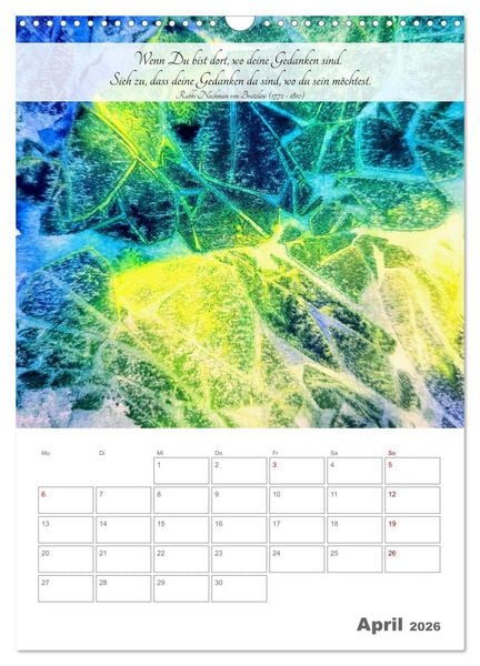 Produktbild: Farben der Achtsamkeit - Farbenreiche Aquarell-Tr&auml;ume mit Zitaten zur inneren Ruhe (Wandkalender 2026 DIN A3 hoch), CALVENDO Monatskalender
