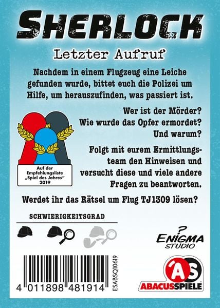Produktbild: Sherlock - Letzter Aufruf (Spiel)