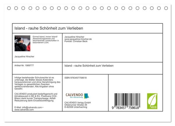 Produktbild: Island - rauhe Sch&ouml;nheit zum Verlieben (Tischkalender 2026 DIN A5 quer), CALVENDO Monatskalender