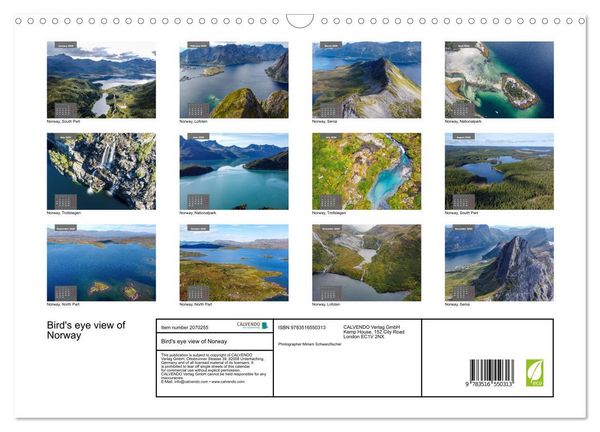 Produktbild: Bird's eye view of Norway (Wall Calendar 2026 DIN A3 landscape), CALVENDO 12 Month Wall Calendar