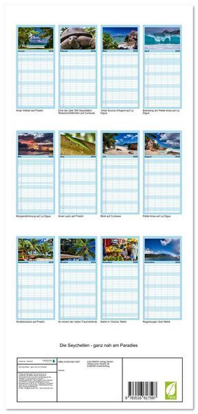 Produktbild: Familienplaner 2026 - Die Seychellen - ganz nah am Paradies mit 5 Spalten (Wandkalender, 21 x 45 cm) CALVENDO