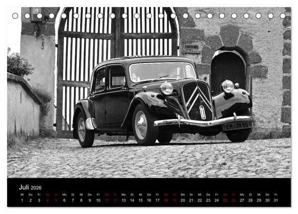 Produktbild: Citro&euml;n 11 CV Traction Avant in schwarzweiss (Tischkalender 2026 DIN A5 quer), CALVENDO Monatskalender