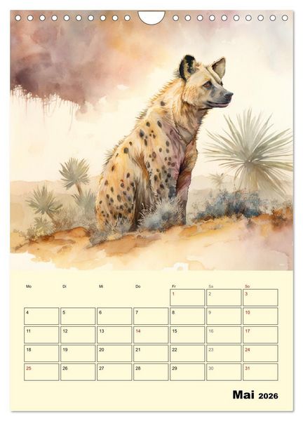 Produktbild: Sch&ouml;ne Aquarelle. Darstellungen von Afrikas Wildtieren (Wandkalender 2026 DIN A4 hoch), CALVENDO Monatskalender