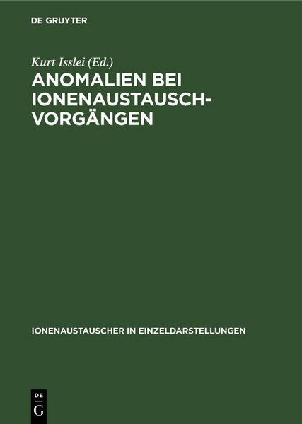 Produktbild: Anomalien bei Ionenaustausch-Vorg&auml;ngen