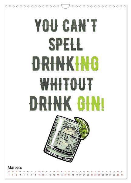 Produktbild: Gin & Tonic - Fun Stuff (Wandkalender 2026 DIN A3 hoch), CALVENDO Monatskalender