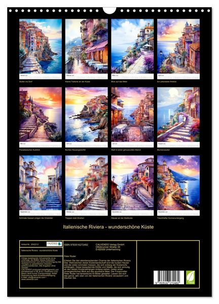 Produktbild: Italienische Riviera - wundersch&ouml;ne K&uuml;ste (Wandkalender 2026 DIN A3 hoch), CALVENDO Monatskalender