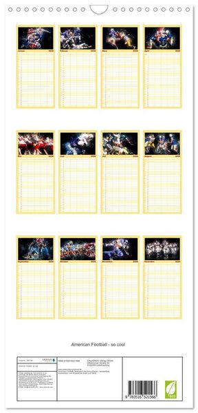 Produktbild: Familienplaner 2026 - American Football - so cool mit 5 Spalten (Wandkalender, 21 x 45 cm) CALVENDO
