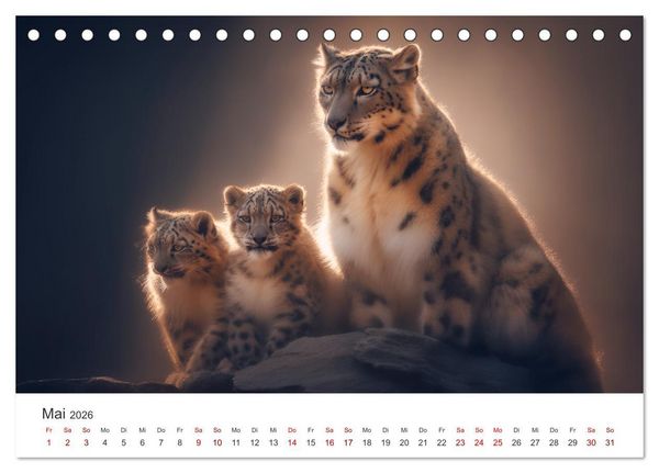 Produktbild: Geist des Gebirges - Ein Jahr in der wilden Welt der Schneeleoparden (Tischkalender 2026 DIN A5 quer), CALVENDO Monatskalender