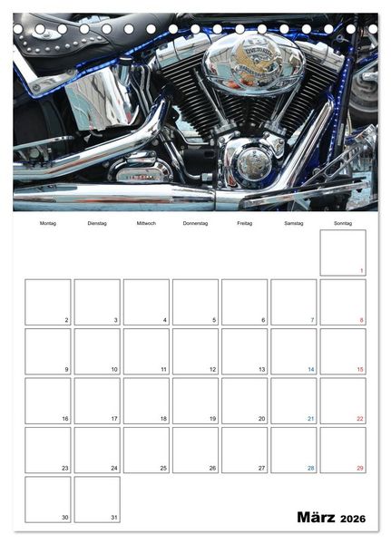 Produktbild: Harley Davidson Familienplaner (Tischkalender 2026 DIN A5 hoch), CALVENDO Monatskalender