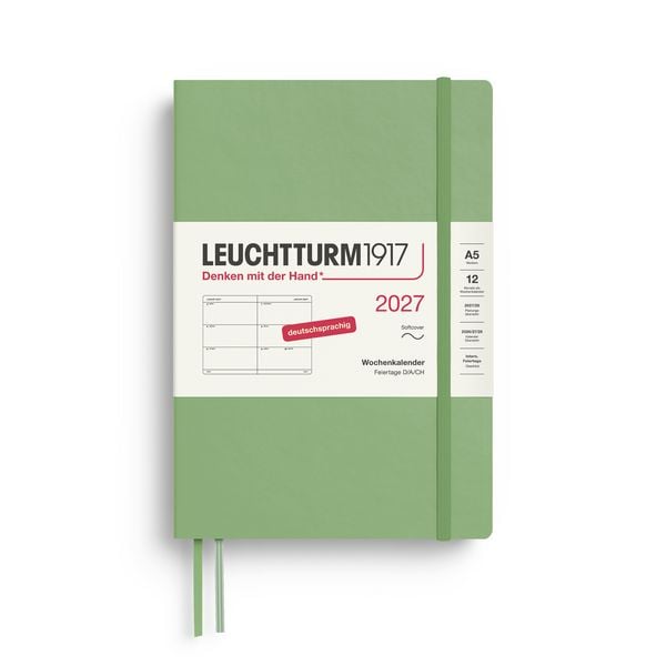 Produktbild: Wochenkalender Medium (A5) 2027, Softcover, Salbei, Deutsch