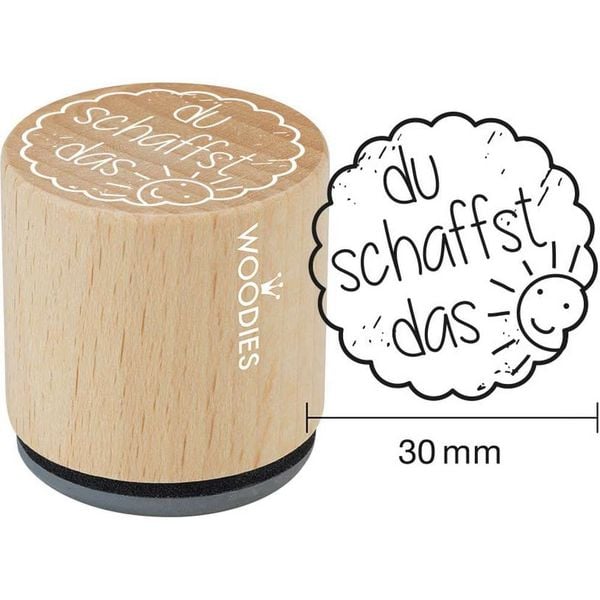 Produktbild: COLOP Woodies Holzstempel Set Motivation, mit 12 Motiven, Abdruckgr&ouml;&szlig;e: &Oslash; 29 mm, eckig
