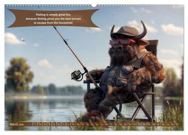 Produktbild: Funny charming animals as fishermen (Wall Calendar 2026 DIN A2 landscape), CALVENDO 12 Month Wall Calendar