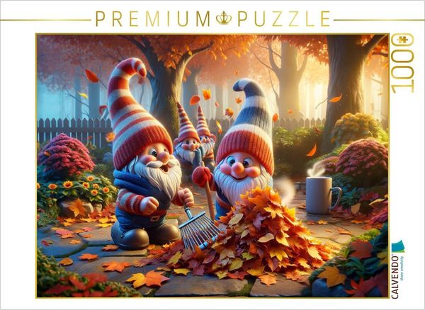 Produktbild: CALVENDO Puzzle Herbstliches Laubtreiben: Zwerge beim t&auml;nzelnden Reigen | 1000 Teile Lege-Gr&ouml;&szlig;e 64x48cm Foto-Puzzle f&uuml;r gl&uuml;ckliche Stunden