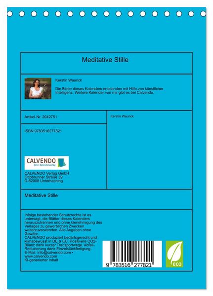 Produktbild: Meditative Stille (Tischkalender 2026 DIN A5 hoch), CALVENDO Monatskalender