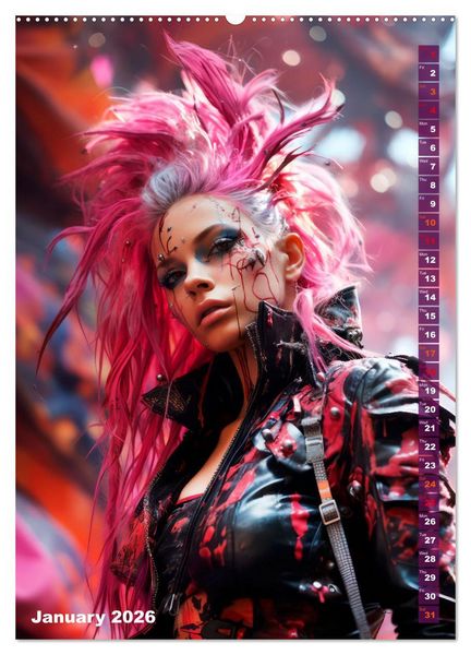 Produktbild: ROCK LADIES Cyber, goth, punk and more (Wall Calendar 2026 DIN A2 portrait), CALVENDO 12 Month Wall Calendar