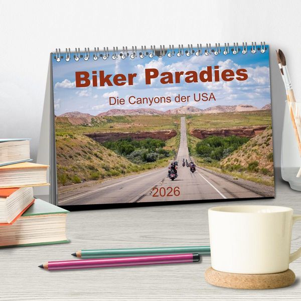 Produktbild: Biker Paradies - Die Canyons der USA (Tischkalender 2026 DIN A5 quer), CALVENDO Monatskalender
