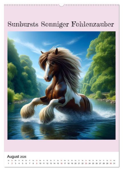 Produktbild: Tinker Ponys - Magische Momente, Gypsy Vanner f&uuml;r M&auml;dchen (Wandkalender 2026 DIN A2 hoch), CALVENDO Monatskalender