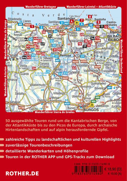 Produktbild: ROTHER Wanderf&uuml;hrer Spanien: Kantabrien. 50 Touren von der Atlantikk&uuml;ste bis zu den Picos de Europa