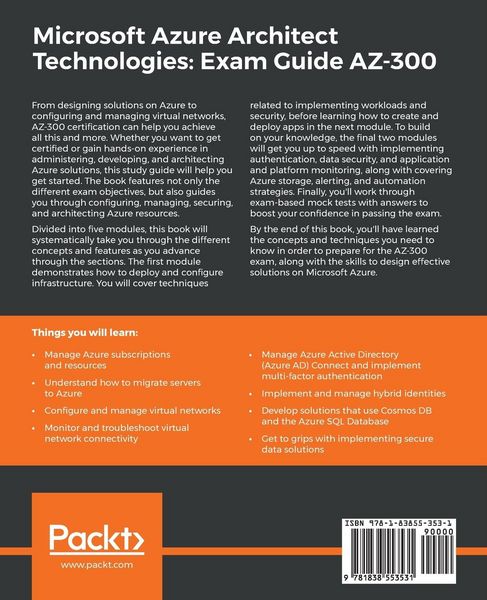 Produktbild: Microsoft Azure Architect Technologies Exam Guide AZ-300