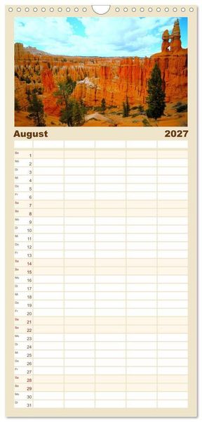 Produktbild: Familienplaner 2027 - Naturwunder und Nationalparks der amerikanischen Westk&uuml;ste mit 5 Spalten (Wandkalender, 21 x 45 cm) CALVENDO