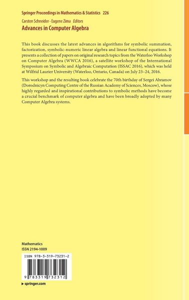 Produktbild: Advances in Computer Algebra