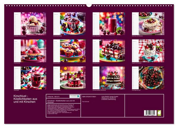 Produktbild: Kirschlust - K&ouml;stlichkeiten aus und mit Kirschen (Wandkalender 2026 DIN A2 quer), CALVENDO Monatskalender