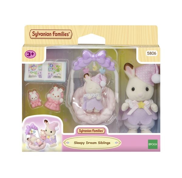 Produktbild: Sylvanian Families 5806 - Sleepy Dream Siblings, Schokoladenhasen Tr&auml;ums&uuml;&szlig; Set, Spielset