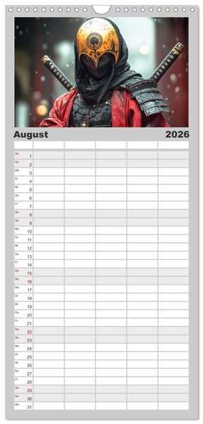 Produktbild: Familienplaner 2026 - Mein Samurai mit 5 Spalten (Wandkalender, 21 x 45 cm) CALVENDO