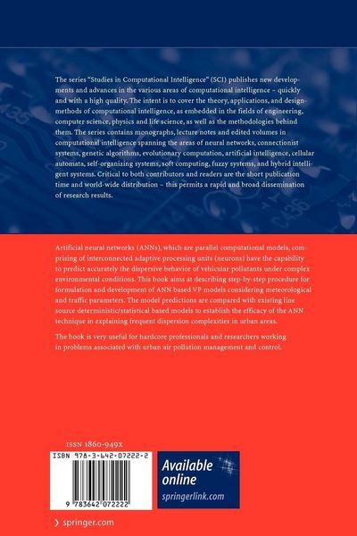 Produktbild: Artificial Neural Networks in Vehicular Pollution Modelling