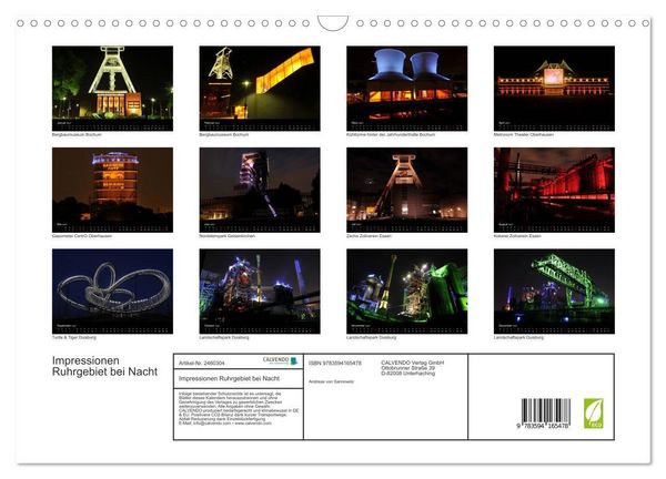 Produktbild: Impressionen Ruhrgebiet bei Nacht (Wandkalender 2027 DIN A3 quer), CALVENDO Monatskalender