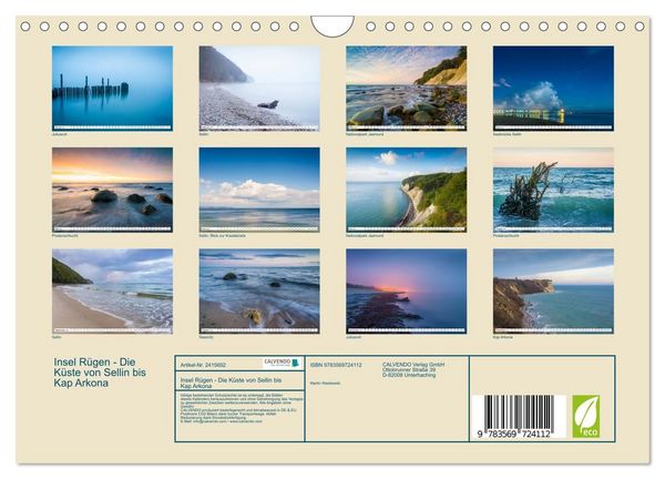 Produktbild: Insel R&uuml;gen - Die K&uuml;ste von Sellin bis Kap Arkona (Wandkalender 2027 DIN A4 quer), CALVENDO Monatskalender