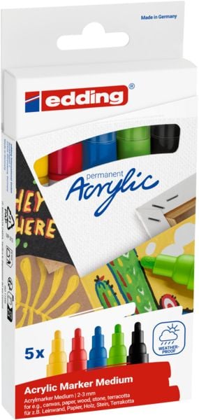 Produktbild: Edding Acrylmarker Acrylic 5100 Mittel 5er Set