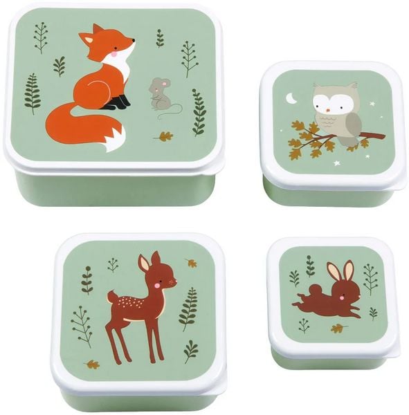 Lunchbox / 4er Set / Waldfreunde / Salbeigrün