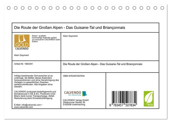 Produktbild: Die Route der Gro&szlig;en Alpen - Das Guisane-Tal und Brian&ccedil;onnais (Tischkalender 2026 DIN A5 quer), CALVENDO Monatskalender
