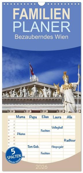 Produktbild: Familienplaner 2026 - Bezauberndes Wien mit 5 Spalten (Wandkalender, 21 x 45 cm) CALVENDO