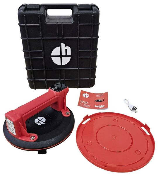 Produktbild: Heicko PH618A 1-Kopf-Saugheber mit eingebauter elektrischer Vakuumpumpe und -Vakuumanzeige, inkl. Aufbewahrungskoffer, &Oslash; 200 mm Tragkraft (max.) 150